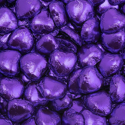 Purple foil wedding favour chocolates for table decor