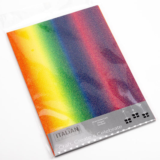 Rainbow A4 non-shed glitter card sheets for creating handmade wedding invitations and craft projects