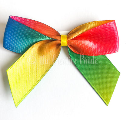 Rainbow Self Adhesive Satin Ribbon Bow