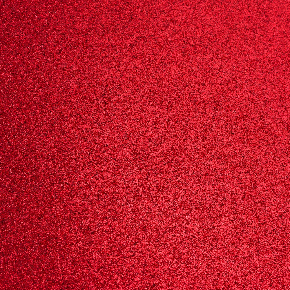 Red A4 non-shed glitter card with a fine textured sparkle finish for luxury wedding stationery