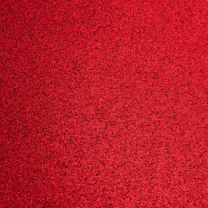 Red A4 non-shed glitter card with a fine textured sparkle finish for luxury wedding stationery