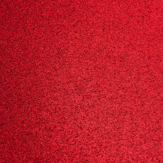 Red A4 non-shed glitter card with a fine textured sparkle finish for luxury wedding stationery