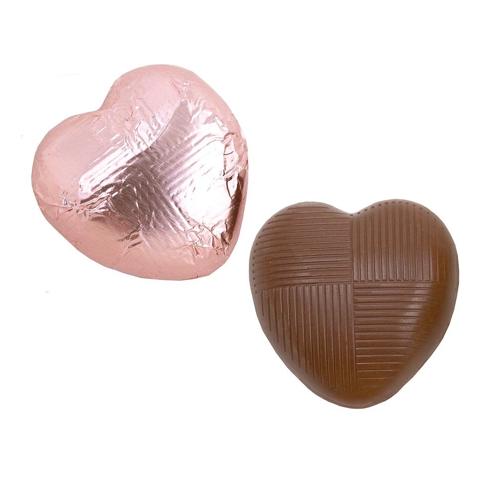 Rose gold foil Belgian chocolate heart wedding favours