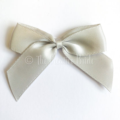 Silver Grey Self Adhesive Satin Ribbon Bows