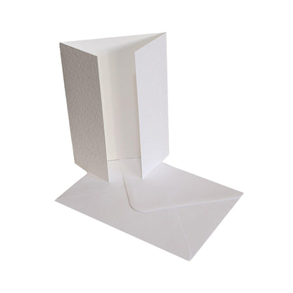 White 300gsm hammer finish gatefold card blank with smooth envelope
