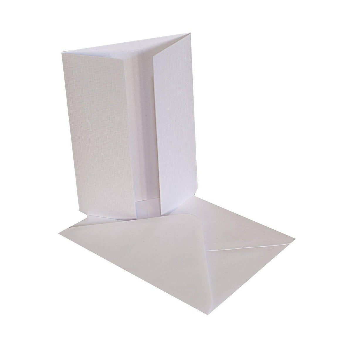 White 300gsm linen finish gatefold card blank with smooth envelope