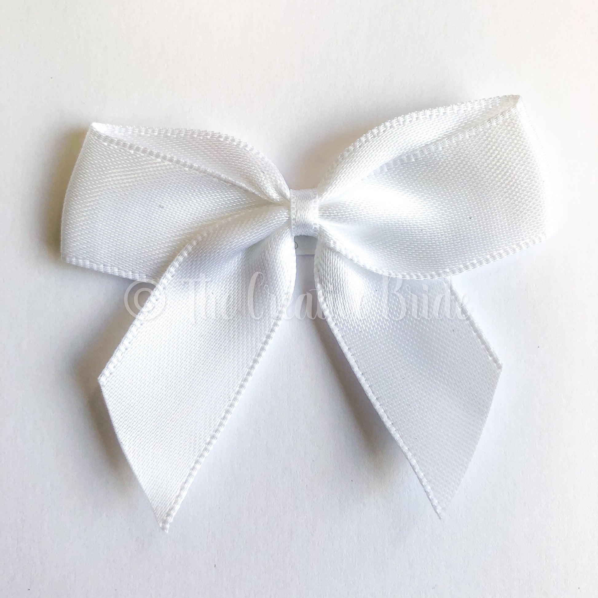 White Self Adhesive Satin Ribbon Bow 5cm